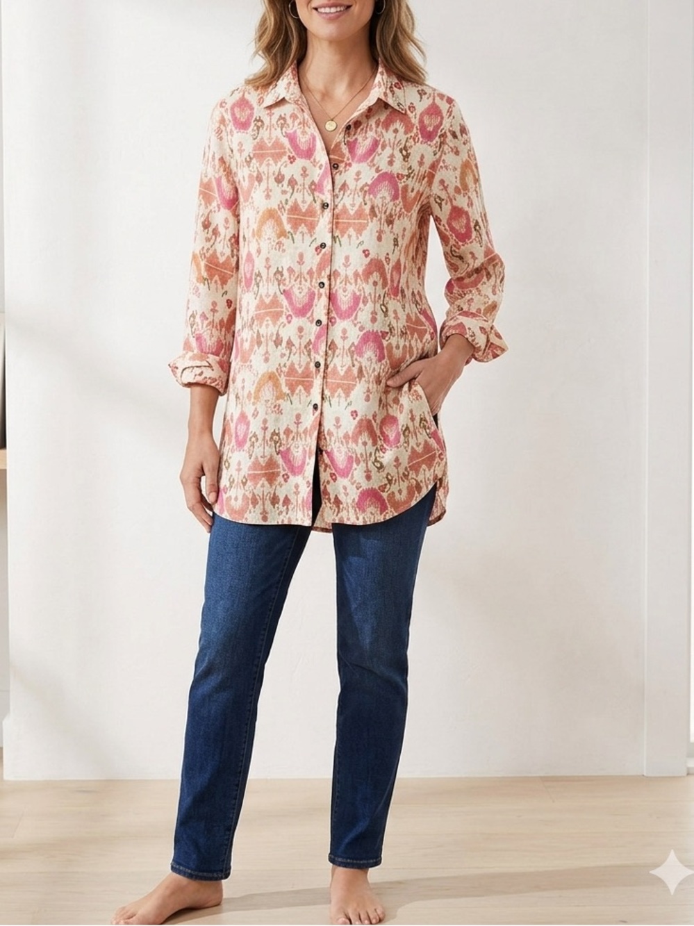 🔥$10 FINAL PRICE🔥 LSA Multicolor Pink and Orange Printed Top